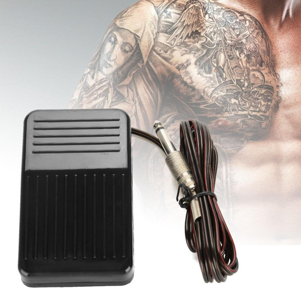 Black Bevel Anti Slip Tattoo Foot Pedal,Compact Tattooing Switch Tattoo Tool Tattoo Machine with Power Cord Kit