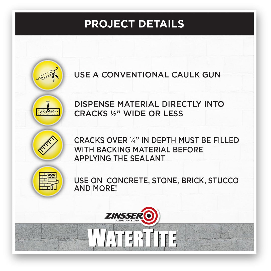 Zinsser Watertite Tube 5091 Poly Seal Joint Filling Waterproofing Caulking, 10.1-Ounce