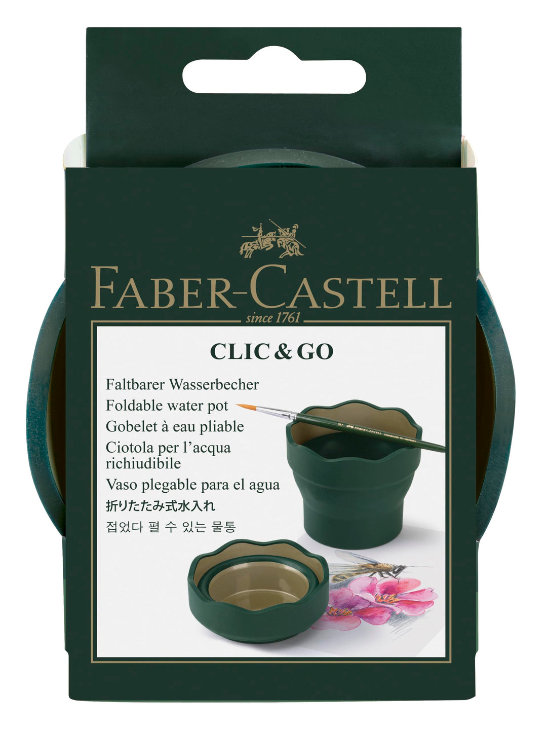 Faber-Castell Clic & Go Artist Water Cup - Dark Green, 1 Count (Pack of 1)