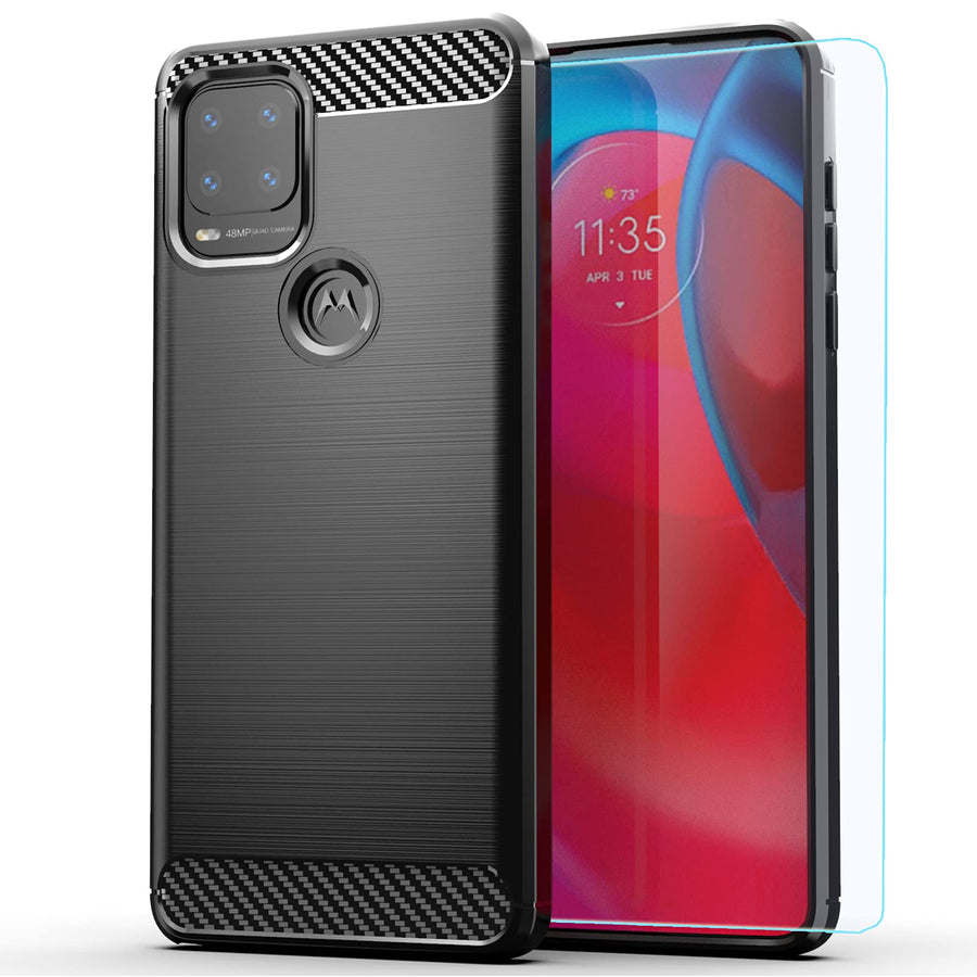 for Moto G Stylus 5G case,Motorola G Stylus 5G 2021 case,with HD Screen Protector, Soft TPU Slim Fashion Non-Slip Protective Phone Case Cover for Motorola Moto G Stylus 5G (2021), Black