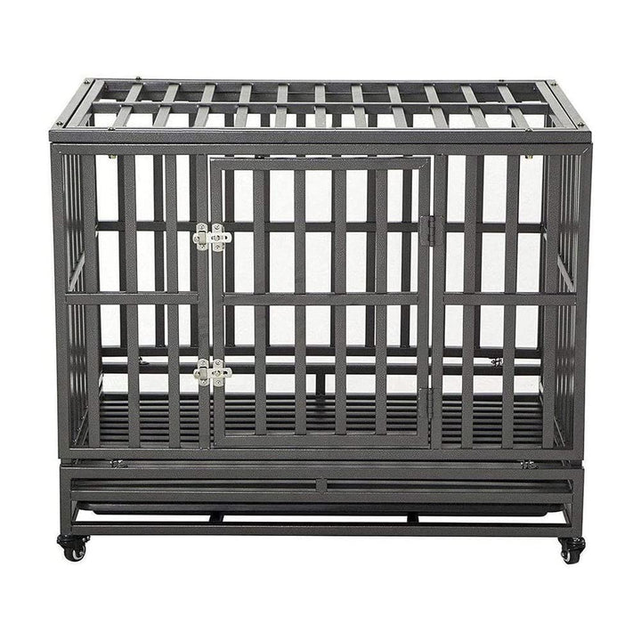 38 Inch Heavy Duty Dog Cage Metal Kennel and Crate for Large Dogs,Easy to Assemble Pet Playpen with Four Wheels,Black … …