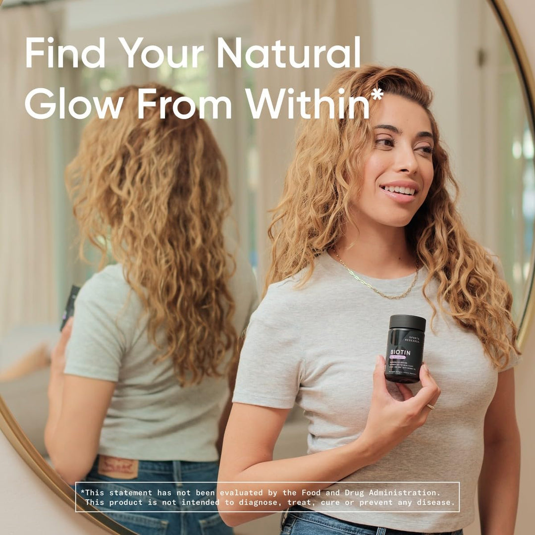 ® Biotin 10,000mcg with Organic Coconut Oil - Biotin (Vitamin B7) for Healthy Skin and Hair Support* - for Women and Men - Vegan, Non-GMO, Gluten & Soy-Free - 120 Veggie Softgels