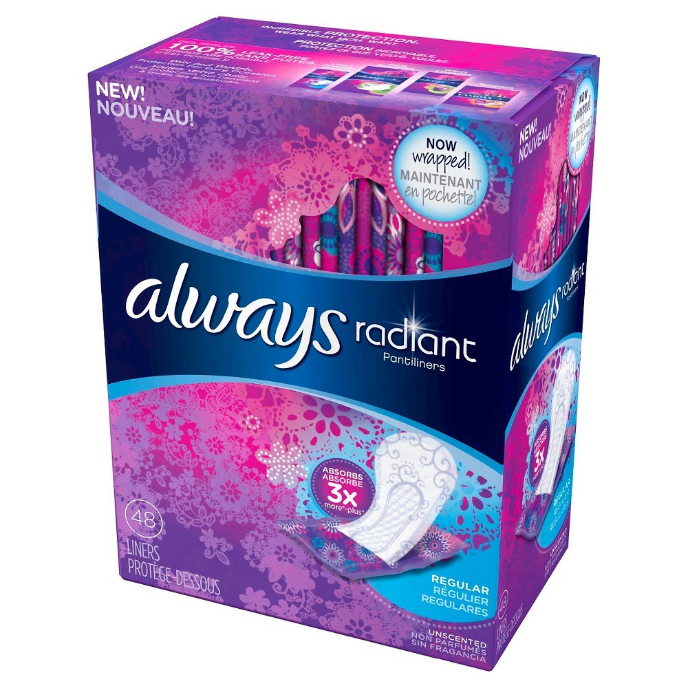 Radiant Pantiliners Regular Unscented 48 Count