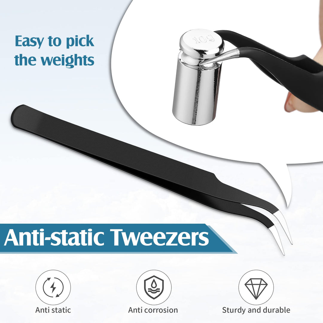 1g 2g 5g 10g 20g Gram Set for Digital Scale Balance and 1 Piece Calibration Weight Tweezer, Silver