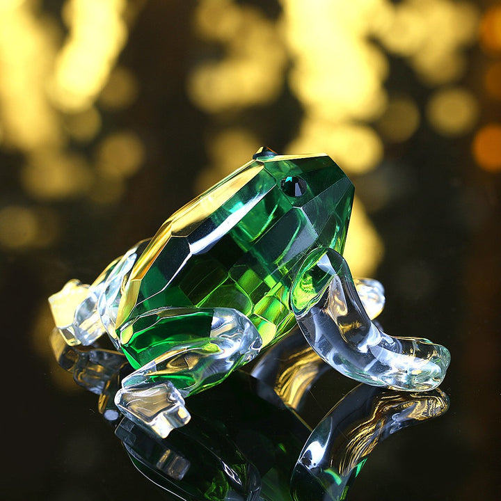 H&D HYALINE & DORA Small Crystal Frog Figurine Collection Paperweight Table Centerpiece Ornament(Green)