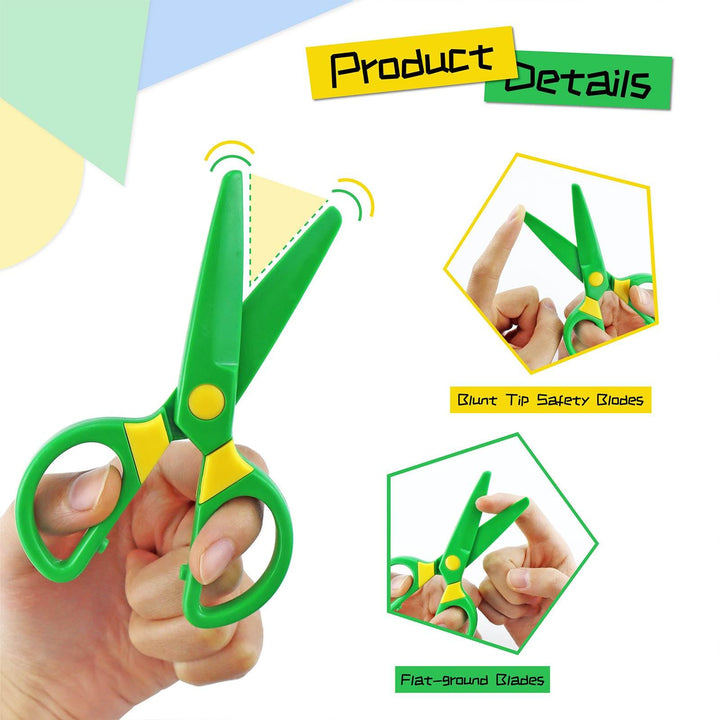Plastic Child-Safe Scissor Set, Toddlers Training Scissors, Pre-School Training Scissors and Children Art Supplies(3pcs) Multicolored