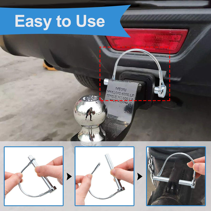 10pcs Wire Lock Pin, 1/4 Heavy Duty Safety Coupler Shaft Locking Pin Hitch Pto Pin Round Loop Wire Lock Trailers Pin for Farm Lawn Garden