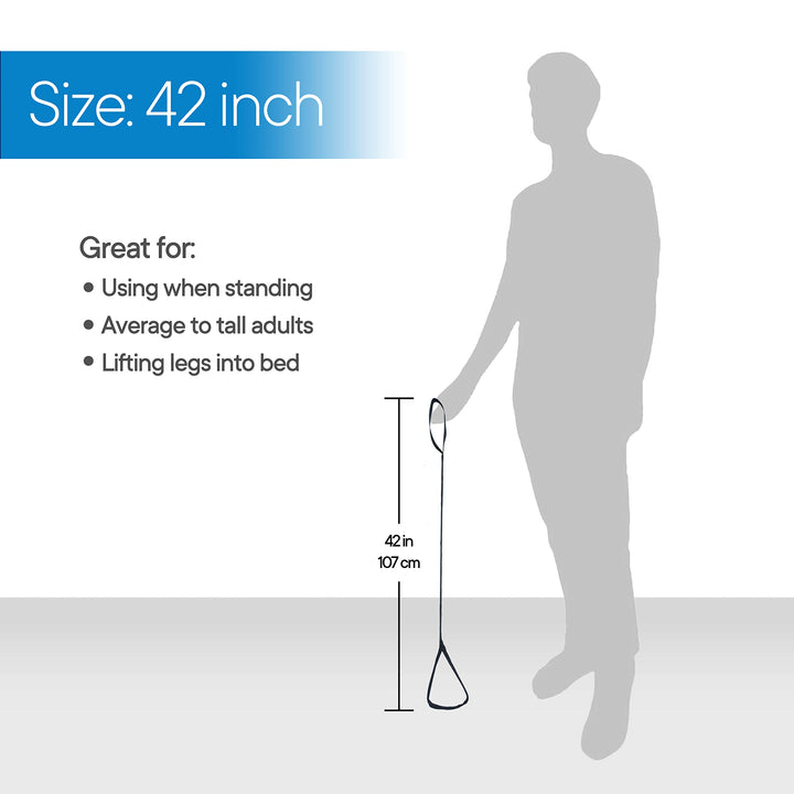 42 Inch Long Leg Lifter - Durable & Rigid Hand Strap & Foot Loop - Ideal Mobility Tool for Wheelchair, Hip & Knee Replacement, Bed or Car (42 Inch Long)