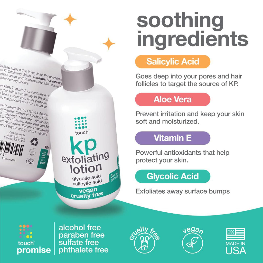 Glycolic Acid Lotion for Keratosis Pilaris - KP Lotion Moisturizer - Glycolic Acid Body Lotion for AHA BHA Rough & Bumpy Skin- Keratosis Pilaris Exfoliating Lotion Gets Rid Of Redness - 8 Fl Oz