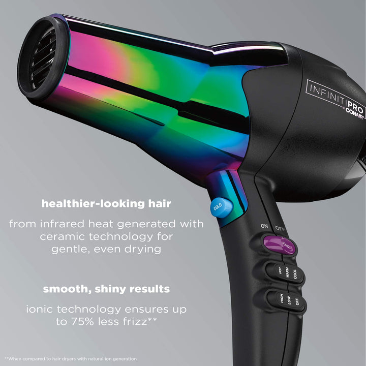 INFINITIPRO BY CONAIR Hair Dryer, 1875W Ion Choice - Turn Ions ON for Smooth, Shiny Hair and OFF for More Fullness and Volume