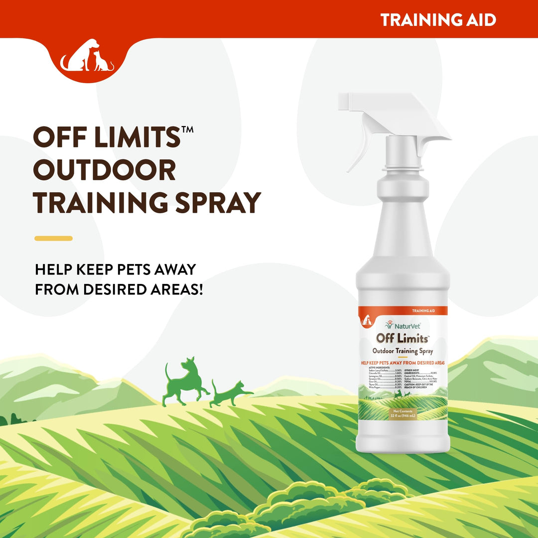 Off Limits Pet Training Spray for Dogs & Cats – Deters Pets from Outdoor Areas – Includes Herbal Extracts – Non-Staining Sprays for Training Pets – 32 Fl. Oz.
