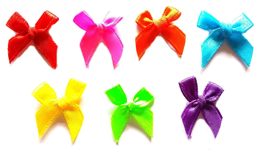 100 Pcs - Cute Satin BOW Ribbon Applique Embellishment Decoration - Size 20mm X 25 Mm