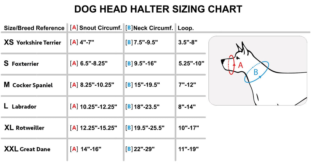 Dog Head Collar Halter Blue 5 Sizes (XXL: 14-16 Snout)