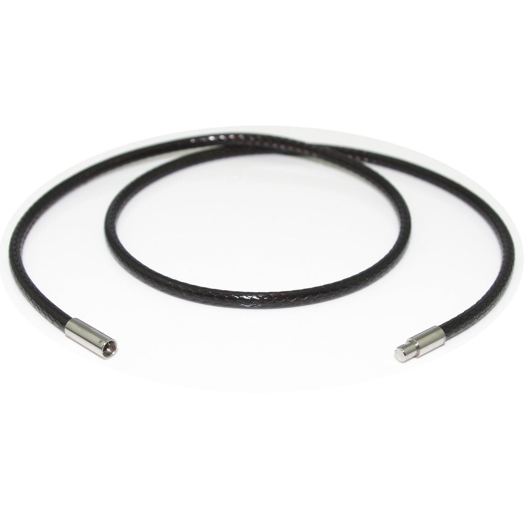 Leather Cord Chain Silk rope Stainless Steel Rice Clasps Necklace Rope Chain for Jewelry Making (1.0mm, 20 Inch Dark Brown)