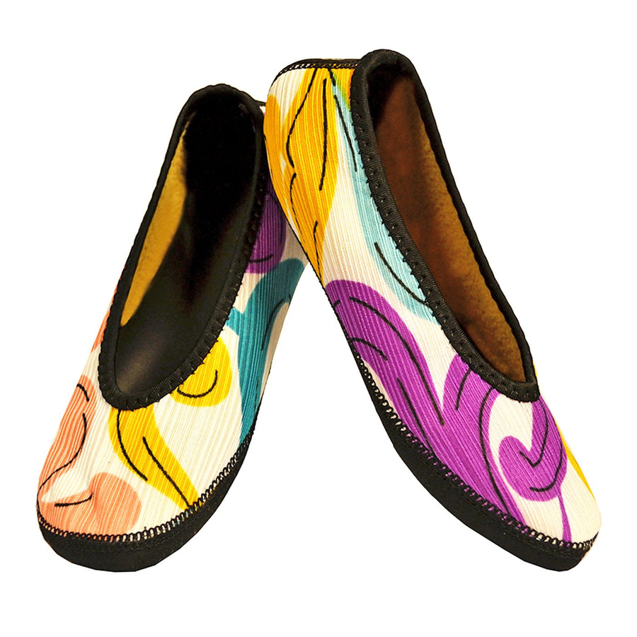 NuFoot Fuzzies Ballet Flats Women's Shoes, Foldable & Flexible Flats, Slipper Socks, Travel Slippers & Exercise Shoes, Dance Shoes, Yoga Socks, House Shoes, Indoor Slippers, Swirl, Medium