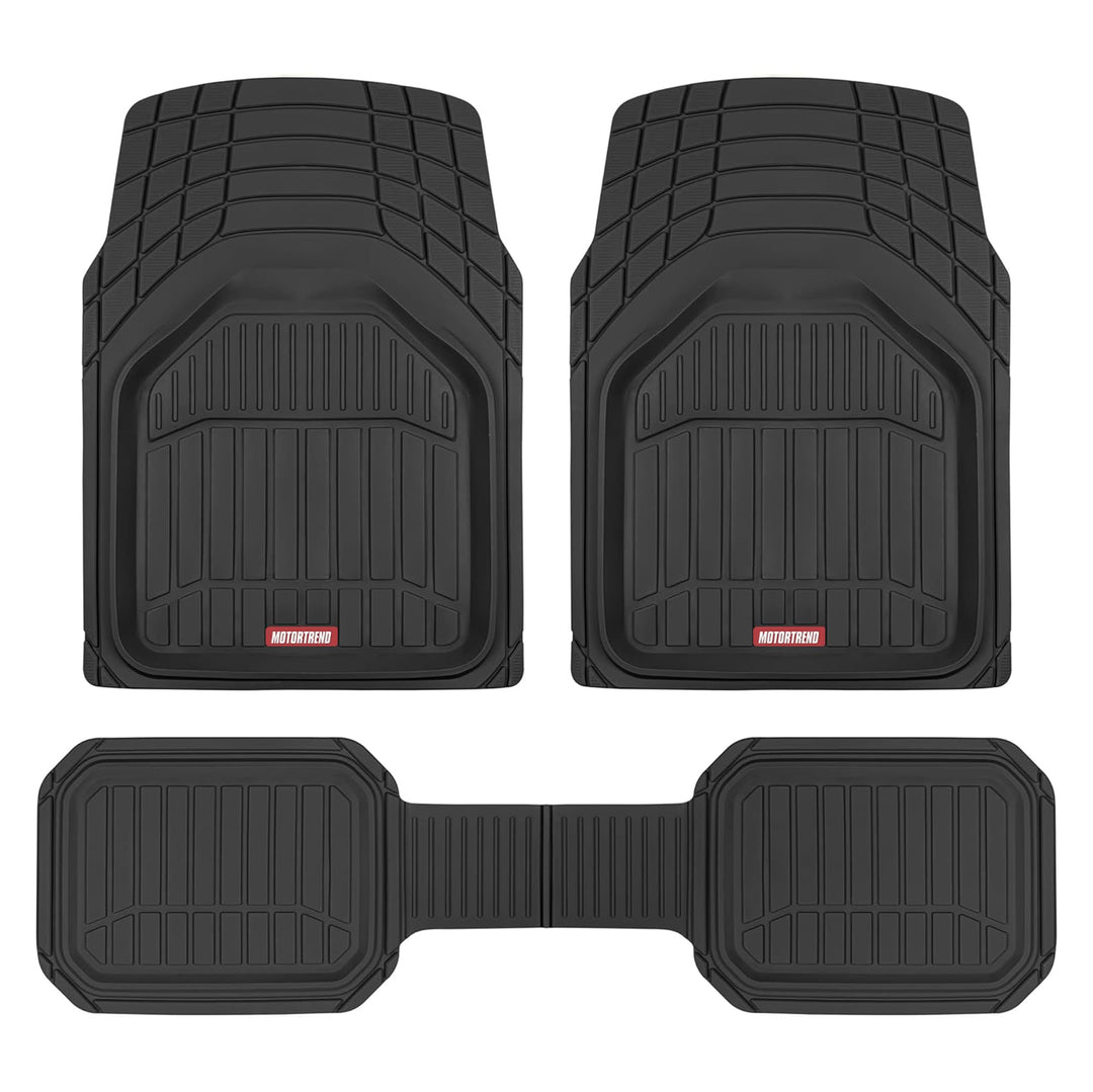 943-BK FlexTough Defender Car Floor Mats -Next Generation Deep Dish Heavy Duty Contour Liners for Car SUV Truck & Van-All Weather Protection, Trim to Fit Most Vehicles Black