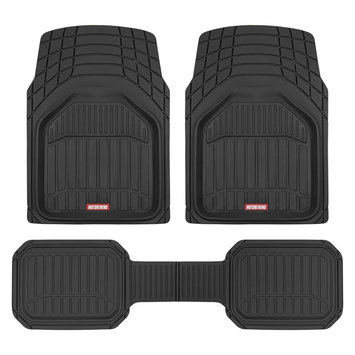 943-BK FlexTough Defender Car Floor Mats -Next Generation Deep Dish Heavy Duty Contour Liners for Car SUV Truck & Van-All Weather Protection, Trim to Fit Most Vehicles Black