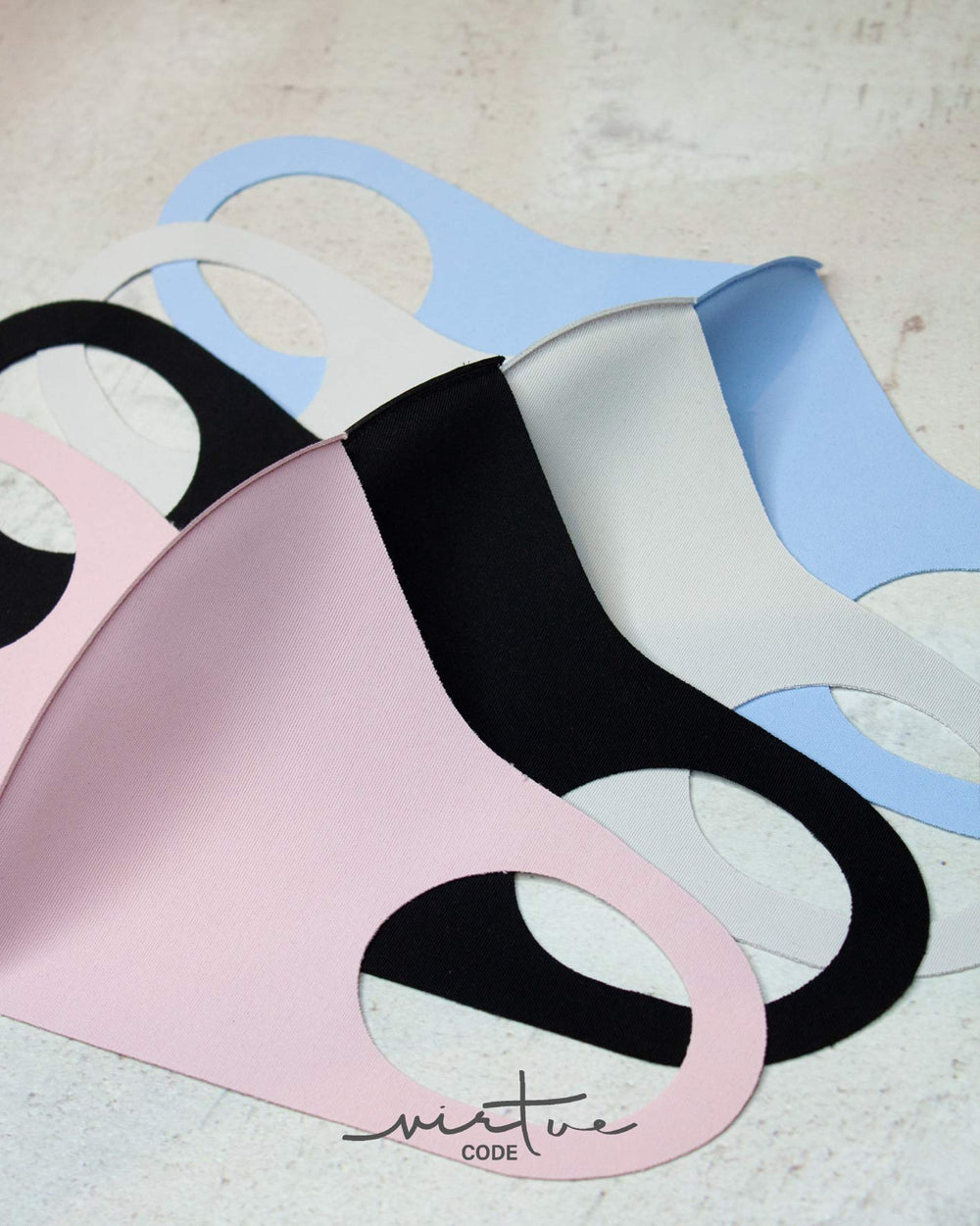 Second Skin Cloth Face Mask Pack. 4 Buttery Soft Masks Washable Fabric - Pink, Baby Blue, Soft Grey and Black Face Mask Reusable. Stretchy, Comfortable, Fresh Facemask.