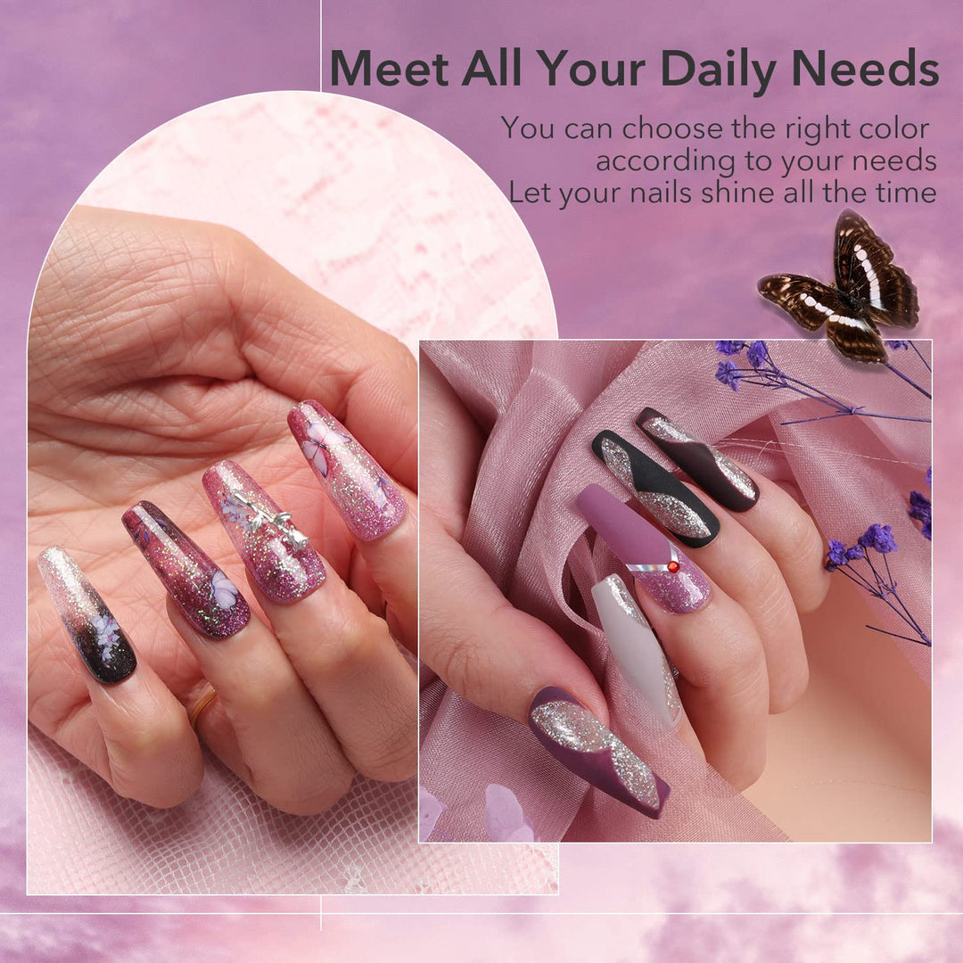 14Pcs Dip Powder Nail Kit 8Colors Black Clear Pastel Glitter Acrylic Dipping Powder Liquid Set with Base Top Coat Activator Brush Saver for French Nails Art Manicure DIY Salon