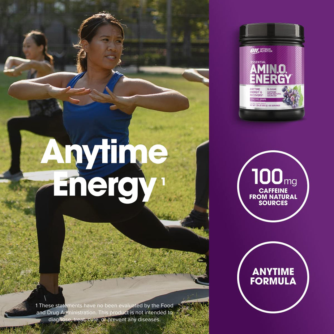 Amino Energy - Pre Workout with Green Tea, BCAA, Amino Acids, Keto Friendly, Green Coffee Extract, Energy Powder - Concord Grape, 65 Servings (Packaging May Vary)