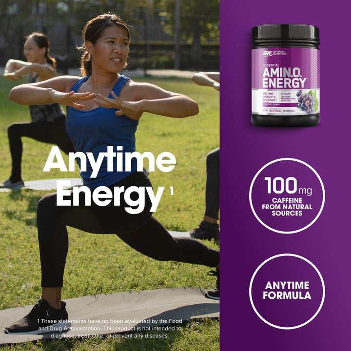 Amino Energy - Pre Workout with Green Tea, BCAA, Amino Acids, Keto Friendly, Green Coffee Extract, Energy Powder - Concord Grape, 65 Servings (Packaging May Vary)