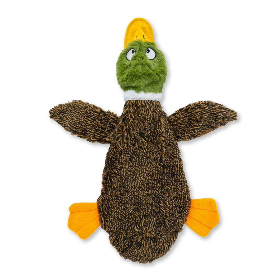 2-in-1 Stuffless Squeaky Dog Toys with Soft, Durable Fabric for Small, Medium, and Large Pets, No Stuffing for Indoor Play, Holds a Plastic Bottle - 1Wild Duck, Medium