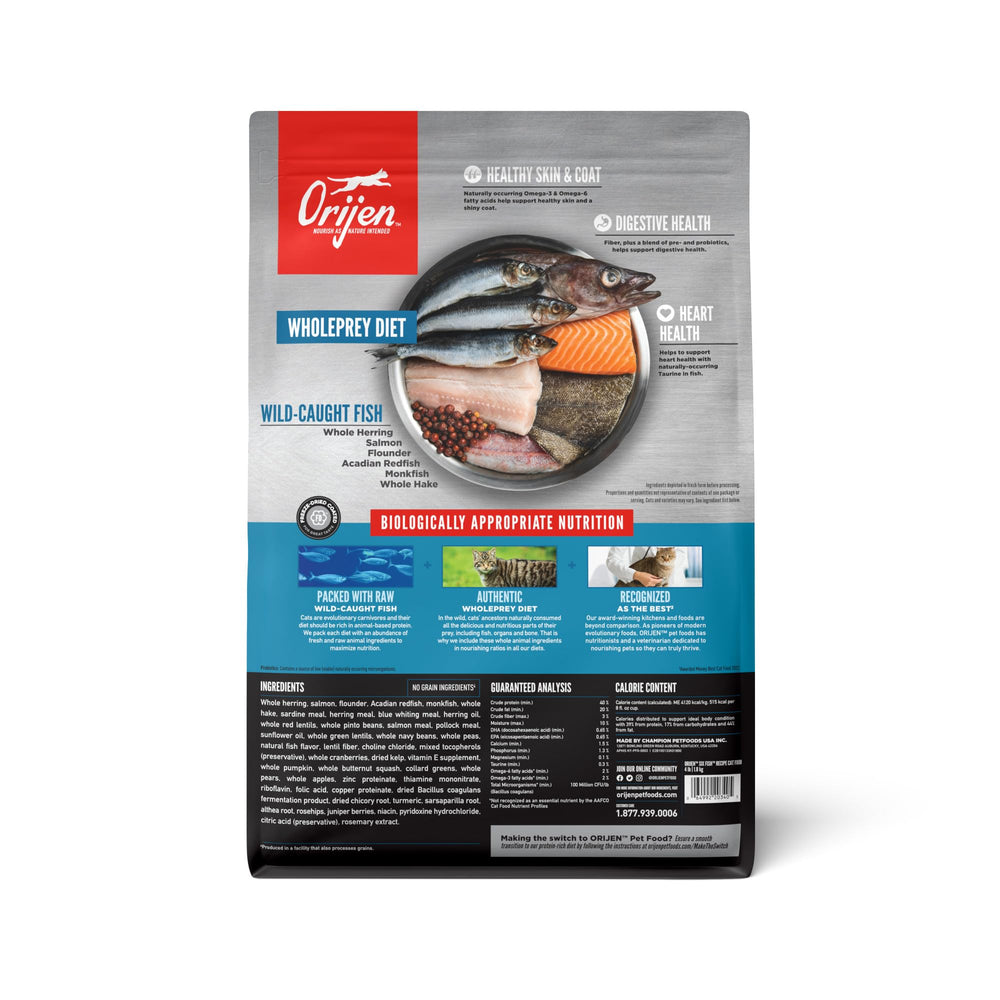 Six Fish Dry Cat Food, Grain Free Cat Food for All Life Stages, with WholePrey Ingredients, 4lb