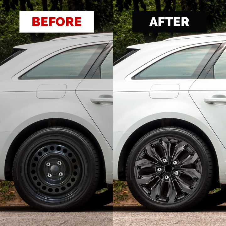 Automotive WH555-16GM-B 16 Inch Spyder Gunmetal Grey Universal Hubcap Wheel Covers For Cars - Set Of 4 - Fits Most Cars