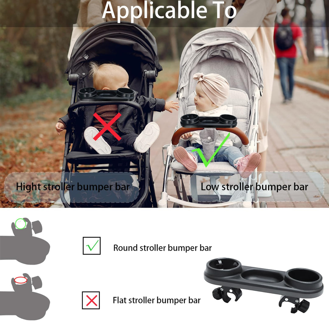 Universal Stroller Snack Tray,Snack Tray for Stroller, Compatible with a Variety of Stroller handrails, ABS Material, Flexible Adjustment of The Installation (Black)