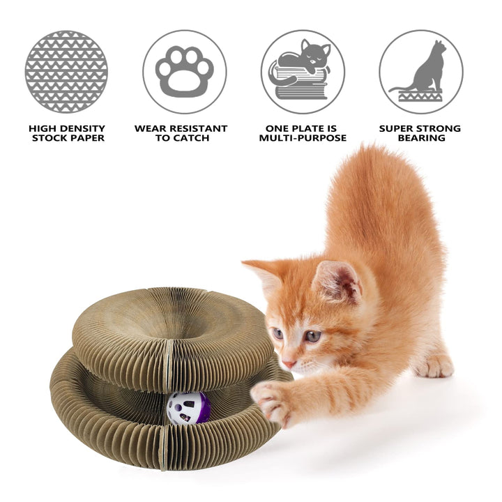Magic Organ Cat Scratching Board-Comes with a Toy Bell Ball, Cat Grinding Claw Scratching Board, Interactive Scratcher Cat Toy, Foldable Convenient Cat Scratcher Durable . (2021 Models,1pc)