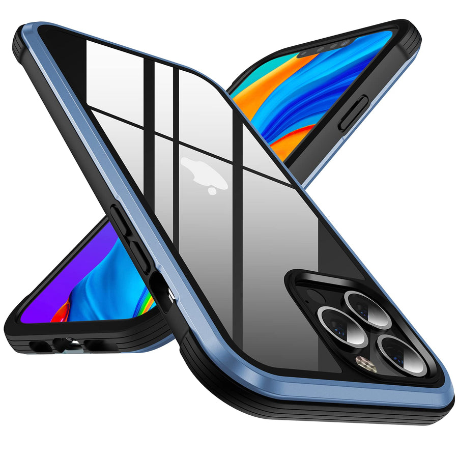 Rainbow Series for iPhone 13 Pro Max Case, Military Grade Protection, Durable Aluminum Frame, Never Yellow Clear Back, Shockproof Phone Case for iPhone 13 Pro Max, Sierra Blue