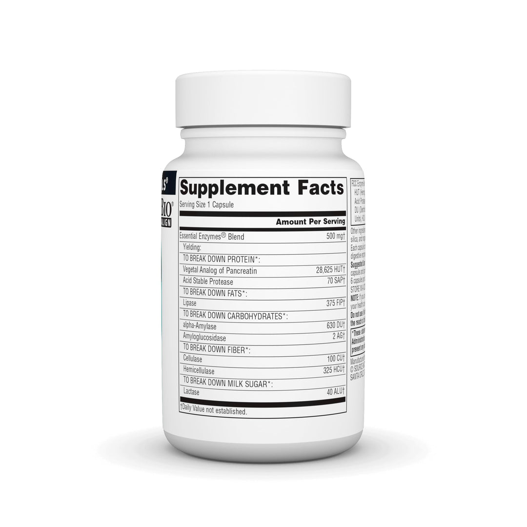 Essential Enzymes 500mg Bio-Aligned Multiple Enzyme Supplement Herbal Defense for Digestion, Gas, Constipation & Bloating Relief - Supports A Strong Immune System - 60 Capsules