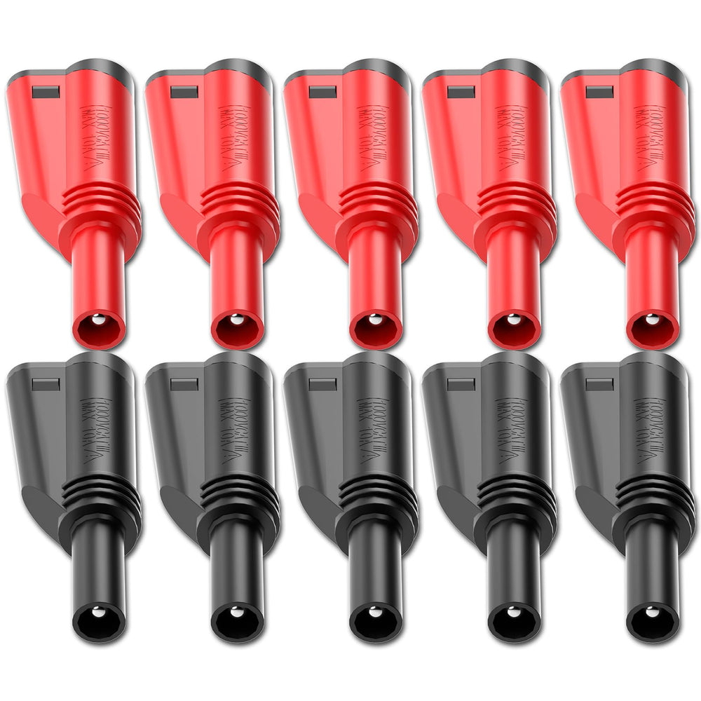 4mm Stackable Shrouded Banana Plugs Safety Fully Insulated Solderless Screw Fixation DIY Connectors Red Black
