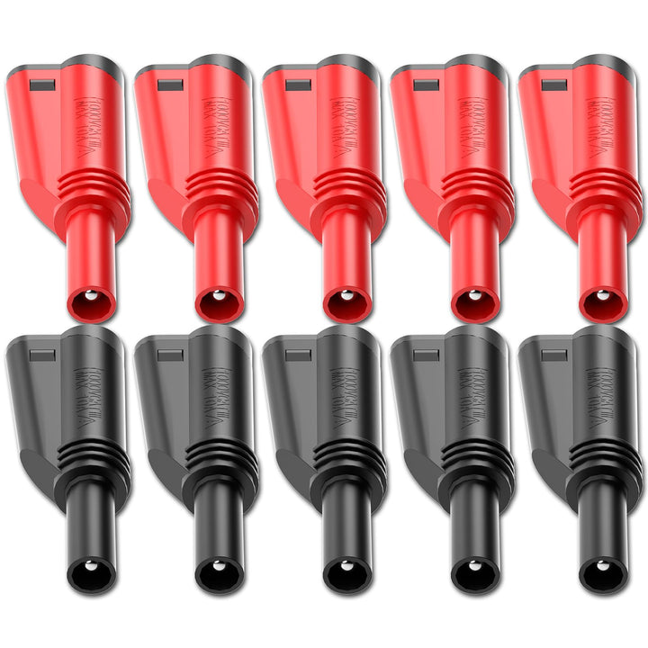 4mm Stackable Shrouded Banana Plugs Safety Fully Insulated Solderless Screw Fixation DIY Connectors Red Black