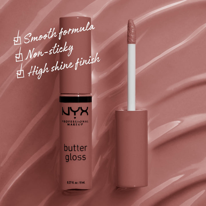 PROFESSIONAL MAKEUP Butter Gloss Brown Sugar, Non-Stick Lip Gloss - Spiked Toffee (Brown Mauve)
