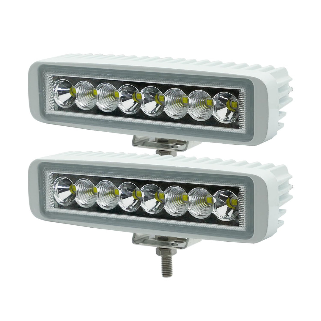 Waterproof Led Boat Lights, 6.5inch White Spreader and Deck Marine Lights, 2 pc 80W 7200LMS 30° & 90° Combo LED Flood Light, 12/24V Mini Led Light Bar for Boat Truck Off Road