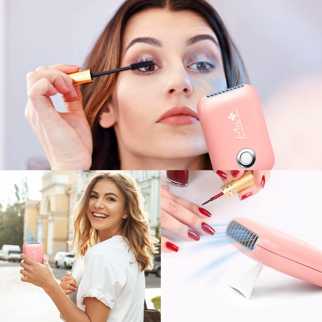 Eyelashes Rechargeable Fan, Mini Lash Fan Eyelash Extensions Portable USB Handheld Fan Dryer Air Conditioning Blower for Eyelash Extension Supplies (Pink)