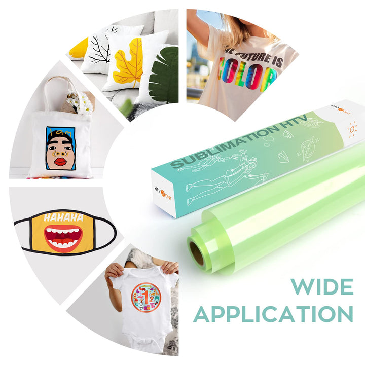 Clear Sublimation HTV Glossy - 12 X 5FT Upgraded Sublimation Vinyl - Vivid Colors Clear Dye Sub HTV for Light-Colored Cotton Fabric
