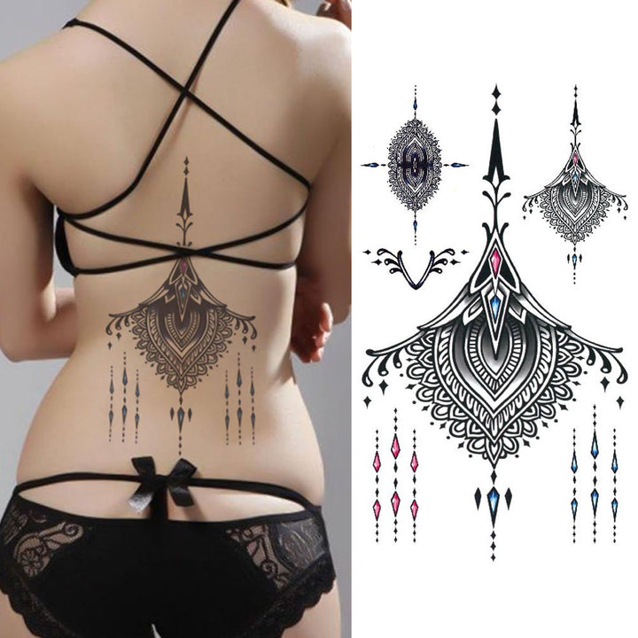 Large Tattoos Fake Temporary Jewelry Body Tattoos Art Stickers for Women Men Teens, 3D Realistic Girls Chest Temporary Tattoos, 5 Sheets, Water Transfer Body Tattoos
