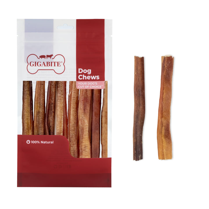 GigaBite 6 Inch Natural Odor Bully Sticks Treats (10 Pack) All Natural, Free Range Beef Pizzle Dog Chews – by
