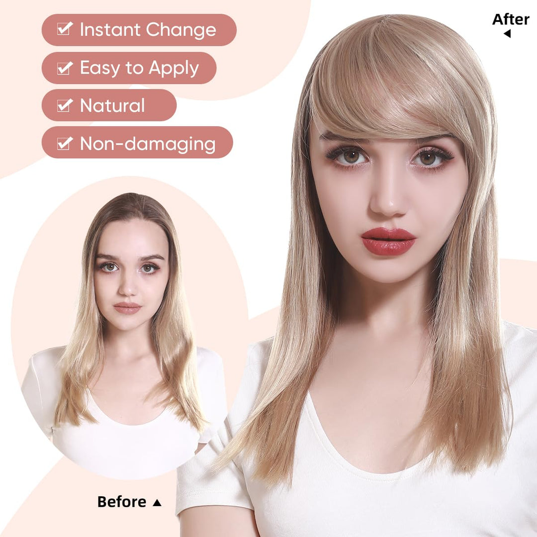 2# Off Black: Sarla Synthetic Hairpieces, False Bangs Clip In Bangs Side Swept Bangs Extension B2 (2# Natural Black)