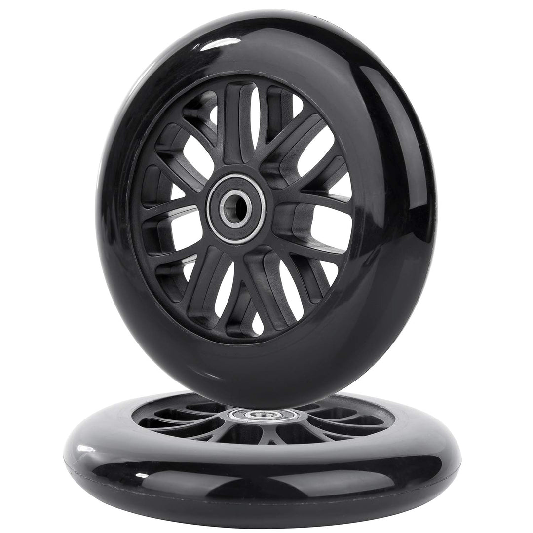125mm Scooter Wheels 125mmX24mm Scooter Replacement Wheel w/Bearings ABEC-9 for Razor A3 Kick Scooter, DeltaWing Scooter, Swing Wiggle Scooter, Flicker Scooter, Wheel Chair, etc (2-Pack, Black)