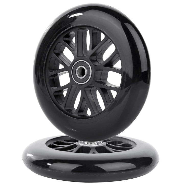 125mm Scooter Wheels 125mmX24mm Scooter Replacement Wheel w/Bearings ABEC-9 for Razor A3 Kick Scooter, DeltaWing Scooter, Swing Wiggle Scooter, Flicker Scooter, Wheel Chair, etc (2-Pack, Black)