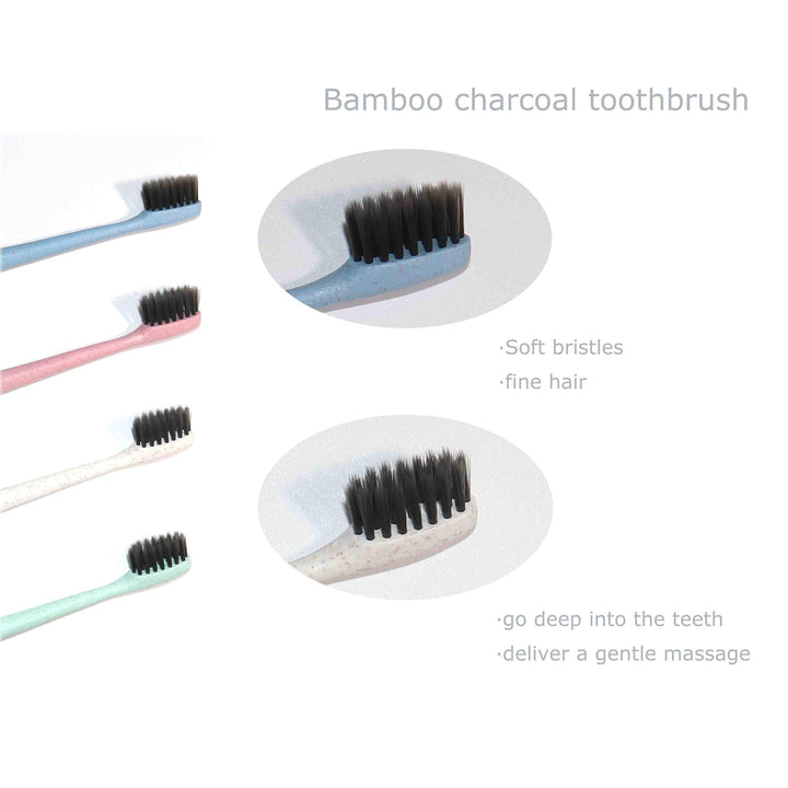 10Pcs Family Pack Eco-Friendly Small Head Wheat Straw Toothbrush, Bamboo Charcoal Soft Bristles Toothbrush for Kids and Adults, Toothbrushes for Sensitive Gums and Teeth, Travel Carry