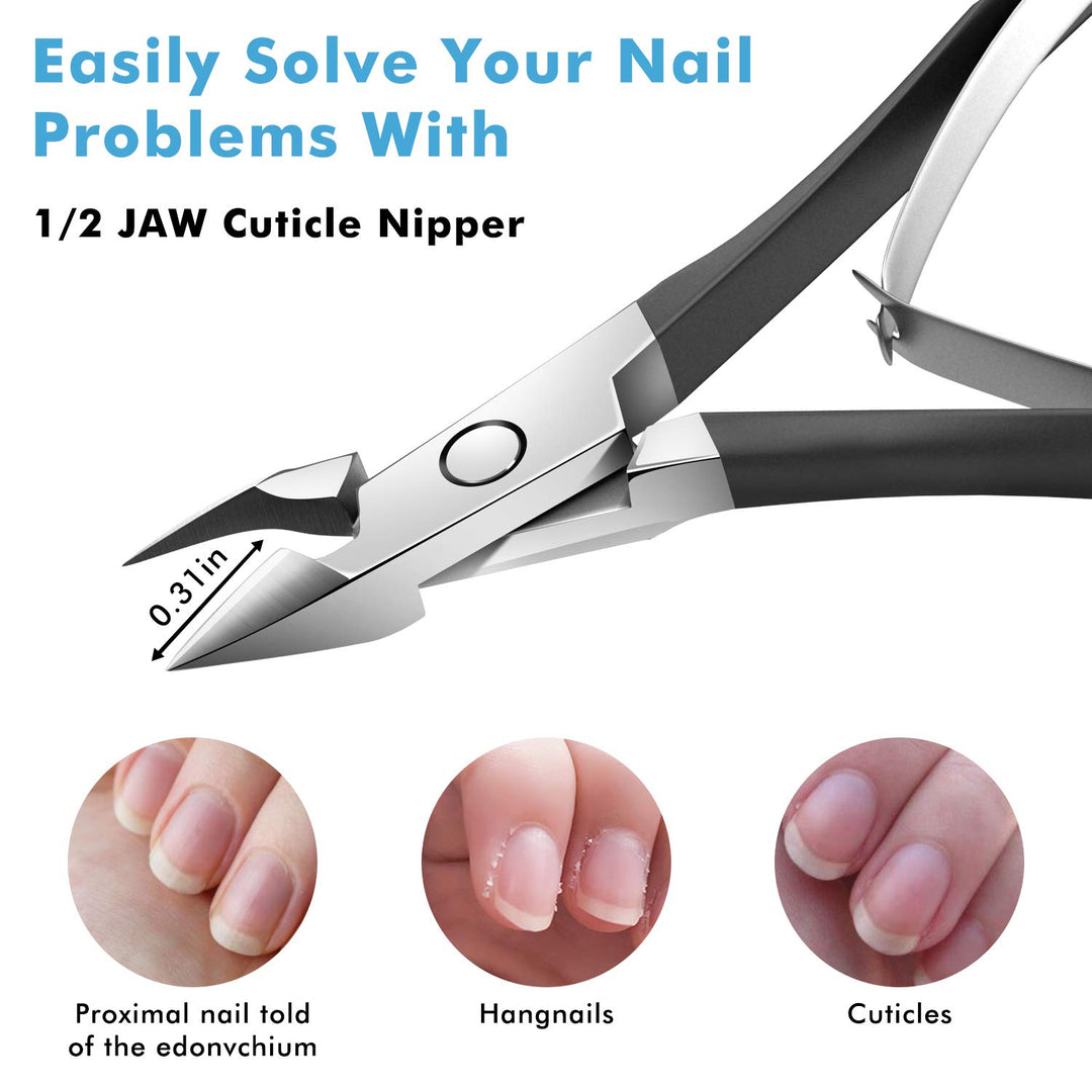 Cuticle Trimmer Professional - Stainless Steel Cuticle Nipper Professional Cuticle Cutter Cuticle Clippers Scissors Cuticle Remover Manicure Tools Black