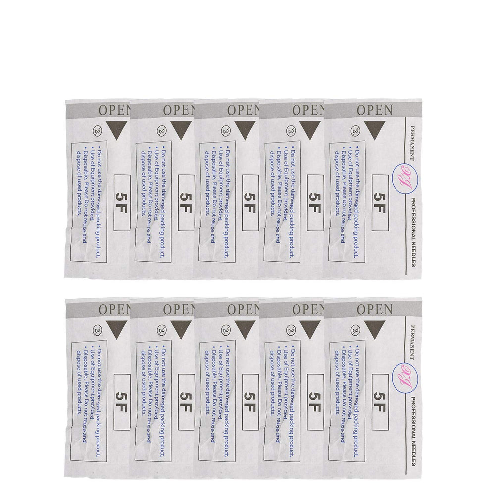 Row 5F Tattoo Needles and Caps for Permanent Makeup Set Eyebrow Tattoo Tips Microblading Pen (Pack of 10)