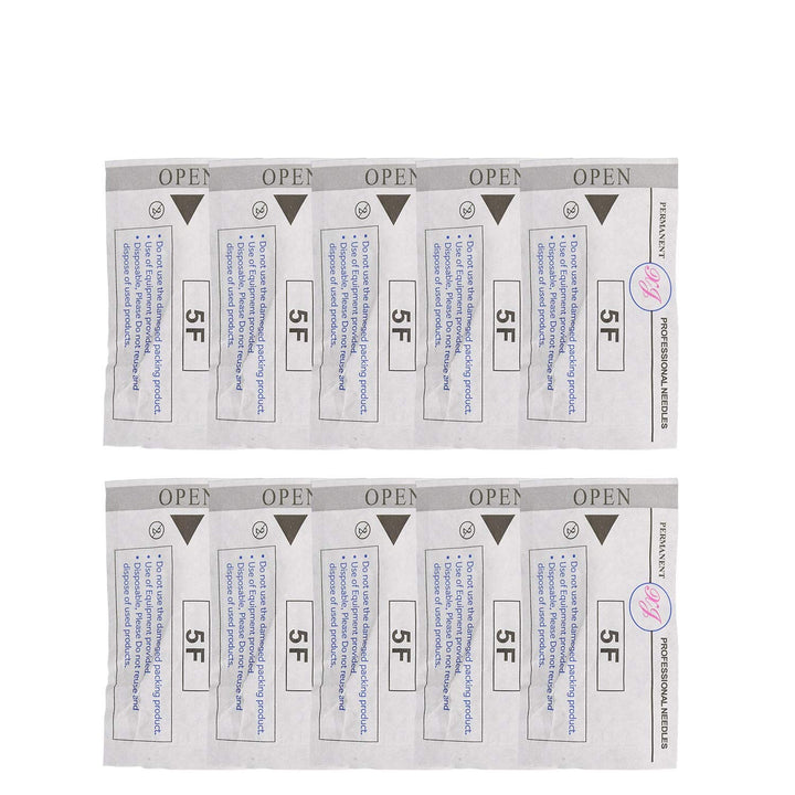 Row 5F Tattoo Needles and Caps for Permanent Makeup Set Eyebrow Tattoo Tips Microblading Pen (Pack of 10)