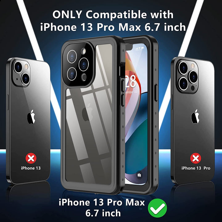 iPhone 13 Waterproof Case, Military Grade Drop Protection, Built-in Screen Protector, IP68, 6.1inch 5G (2021) Black