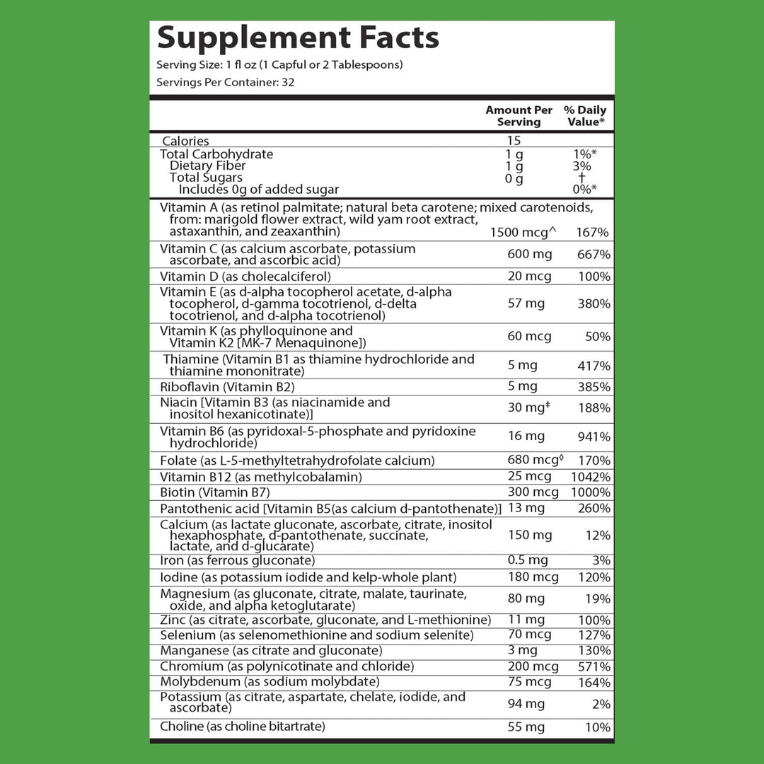 DRUCKER Labs - IntraMAX 2.0 Organic Liquid Trace Minerals, Liquid Multivitamin for Men and Women, Non GMO, Dairy Free, Gluten Free, Magnesium, Zinc, Vitamin D, C, E, Sugar Free (32 oz., Unsweetened)