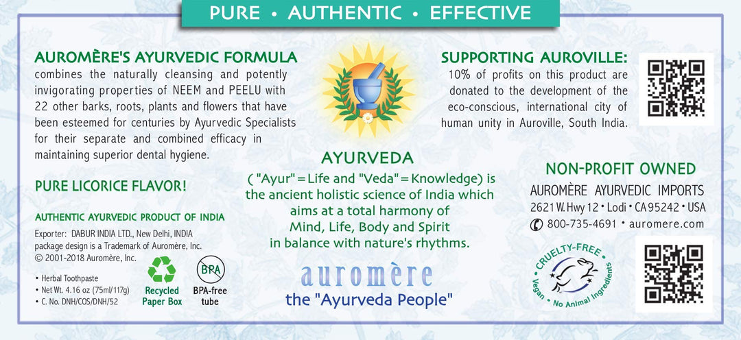 Ayurvedic Herbal Toothpaste, Mint Free - Vegan, Natural, Non GMO, Fluoride Free, Gluten Free, with Neem & Peelu (4.16 oz), 1 Pack